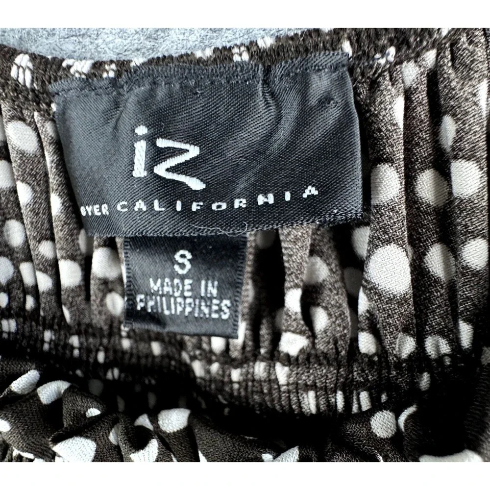 IZ Byer California Women Brown with White polka dots Dress Empire Waist Sz Small - Picture 3 of 5